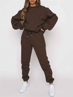 Women's Cotton Blend Crewneck Relaxed Fit Sweater Winter Coffee