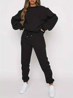Women's Cotton Blend Crewneck Relaxed Fit Sweater Winter Black