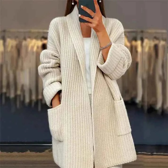 Women's Soft Woolen Cardigan Beige