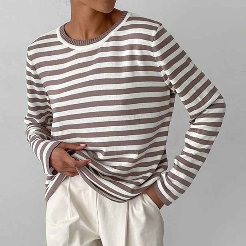 Women's Striped Knit Sweater Brown