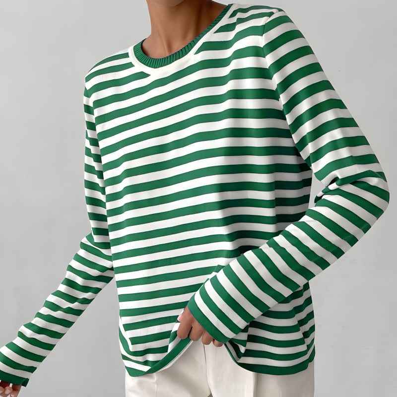 Women's Striped Knit Sweater Green