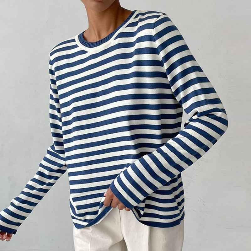 Women's Striped Knit Sweater Blue