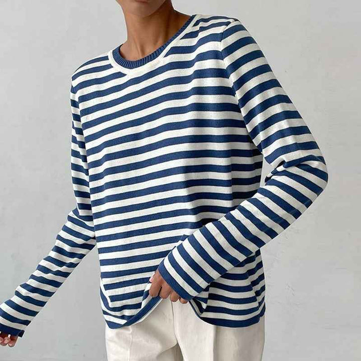 Women's Striped Knit Sweater Blue