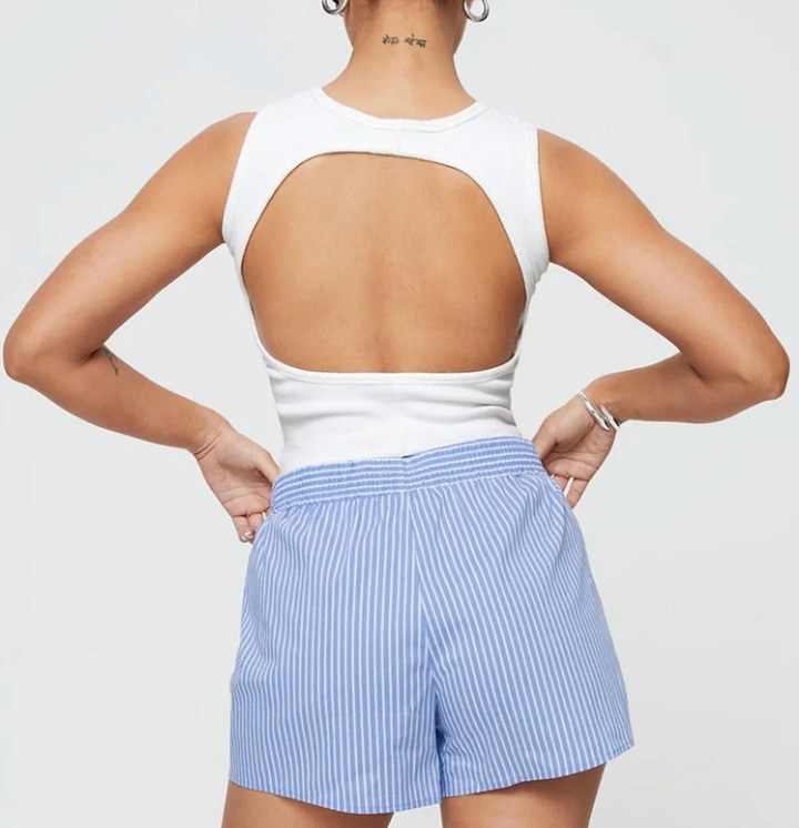 Women's Striped Lounge Shorts – Elastic Waistband – Breathable – Comfort Fit