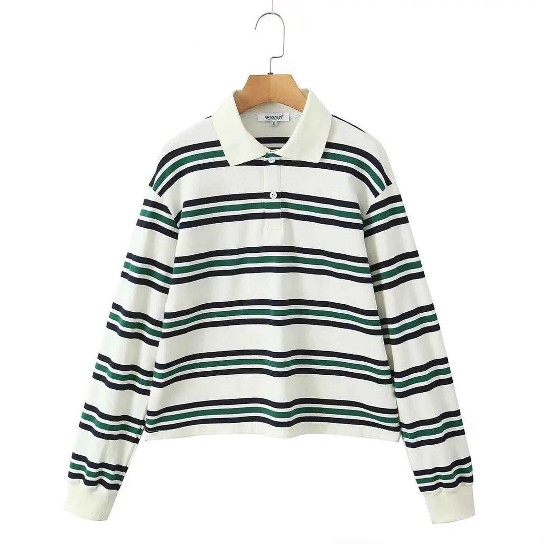 Women's Striped Polo Shirt - Riviera Style White
