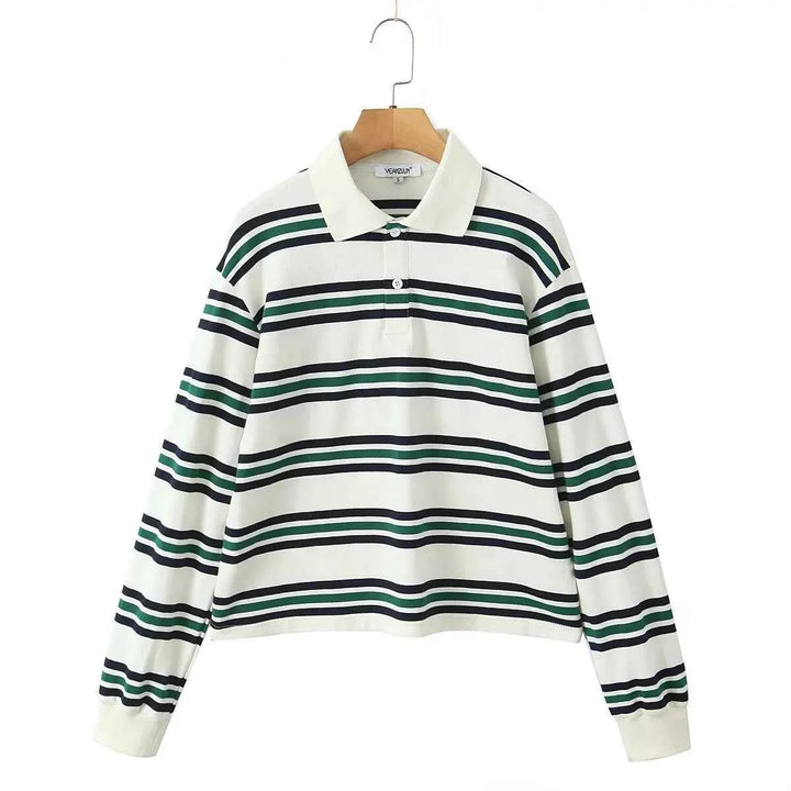 Women's Striped Polo Shirt - Riviera Style White