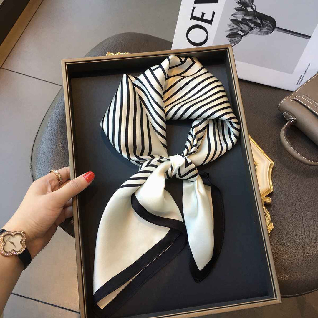 Women's Striped Silk Scarf - Elegant Fashion Accessory Medium