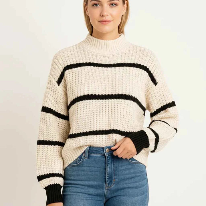Women's Striped Sweater White