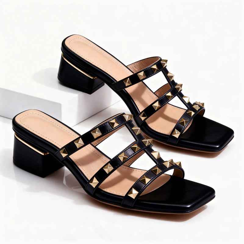 Women's Studded Block Heel Sandals