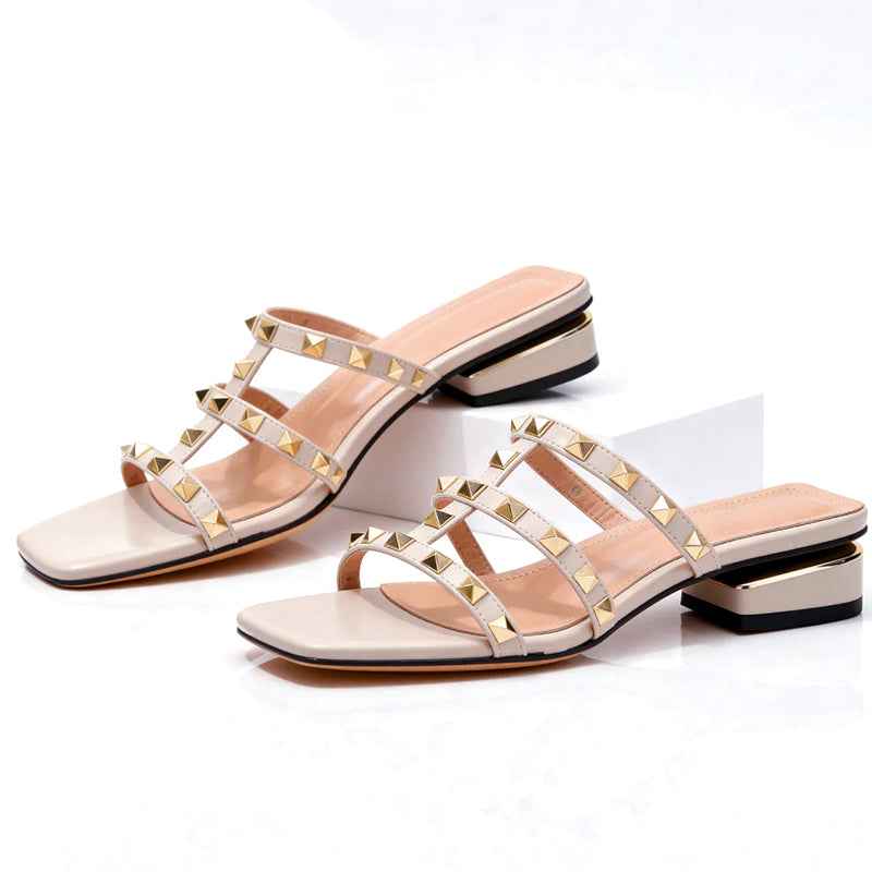 Women's Studded Block Heel Sandals