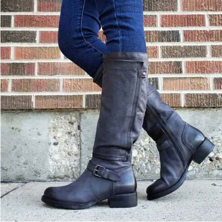 Women's Stylish & Comfortable Classic Round Toe Knee-High Boots Black
