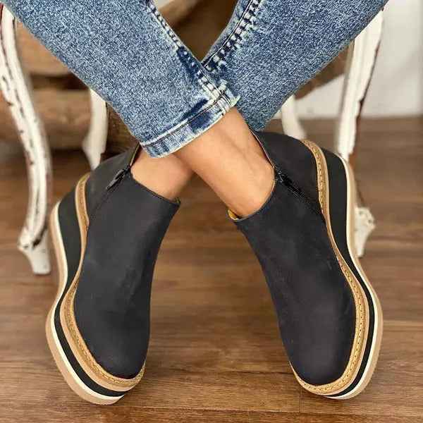 Women's Stylish & Comfortable Platform Wedge Ankle Boots Black