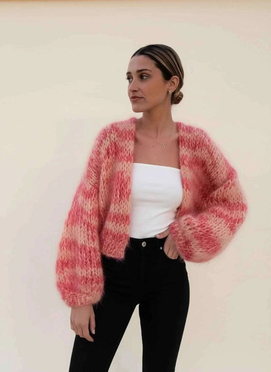Women's Oversized Cropped Sweater Winter Essential Knitwear Pink