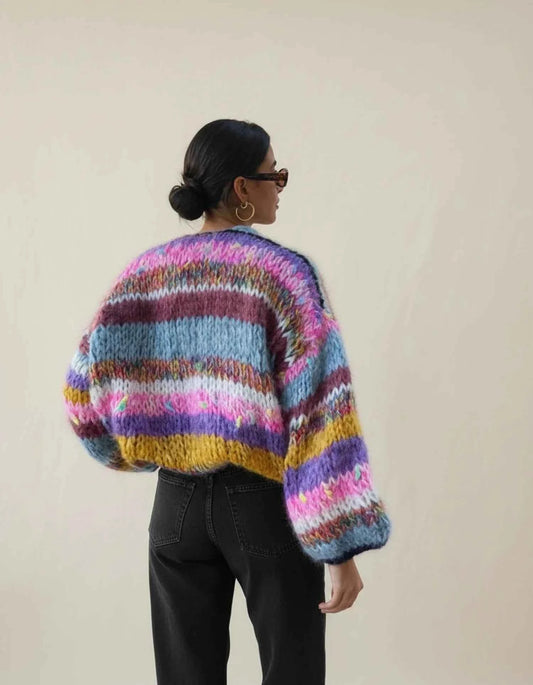 Women's Oversized Cropped Sweater Winter Essential Knitwear Purple