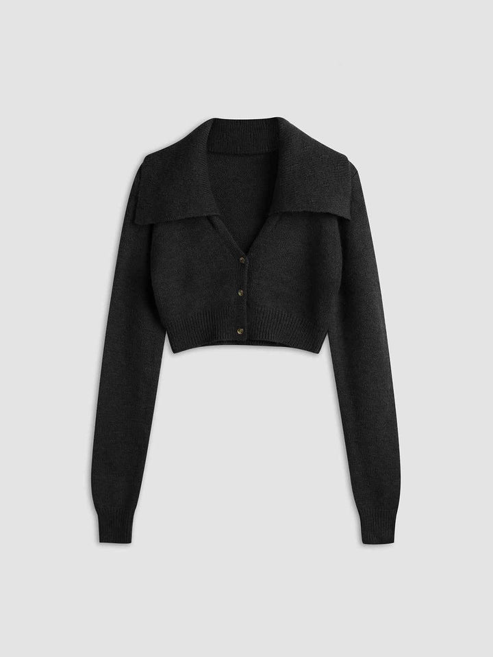 Women's Stylish Cropped Vest with Collar Black