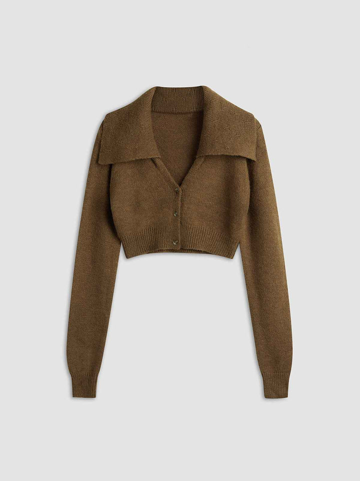 Women's Stylish Cropped Vest with Collar Coffee