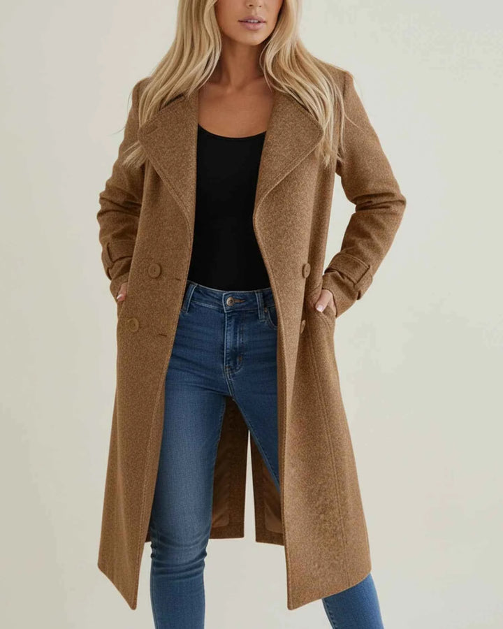 Women's Stylish Formal Long Winter Coat Brown