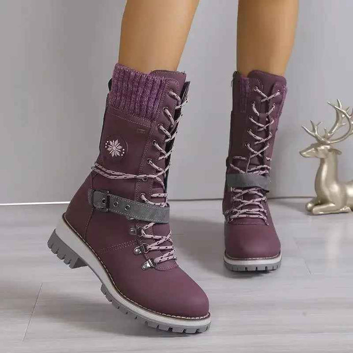 Women's Stylish High Heel Winter Boots – Warm & Chic for Cold Weather Purple