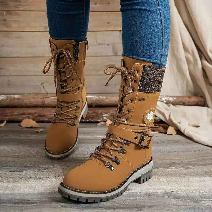 Women's Stylish High Heel Winter Boots – Warm & Chic for Cold Weather Brown