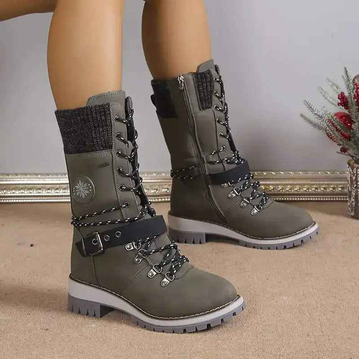 Women's Stylish High Heel Winter Boots – Warm & Chic for Cold Weather Green