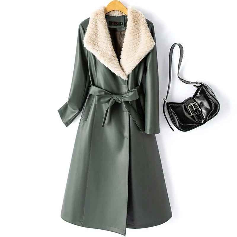 Women's Stylish Trench Coat Jacket Green