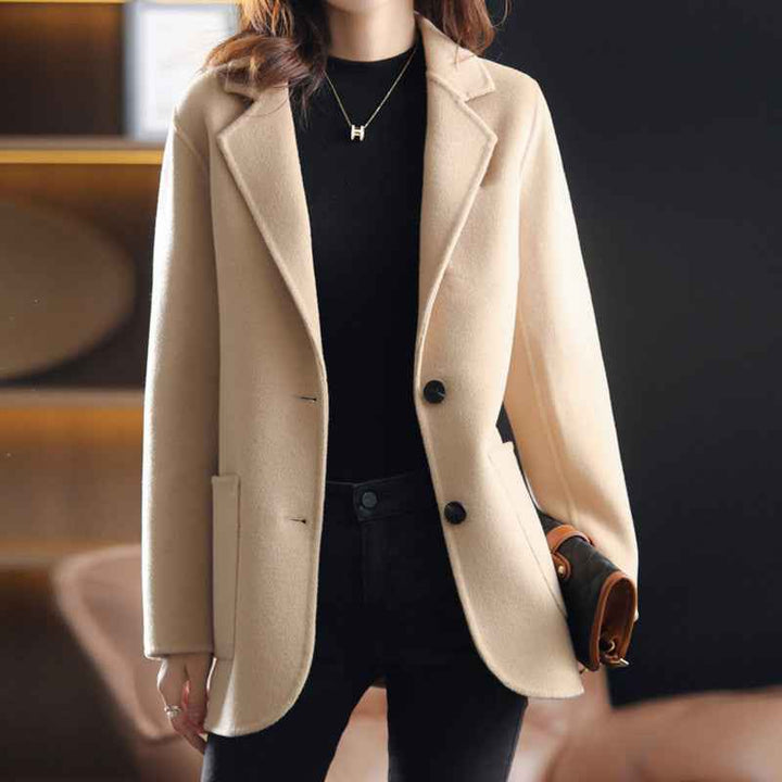 Women's Stylish Tweed Blazer - Tailored Jacket for Autumn & Winter Beige