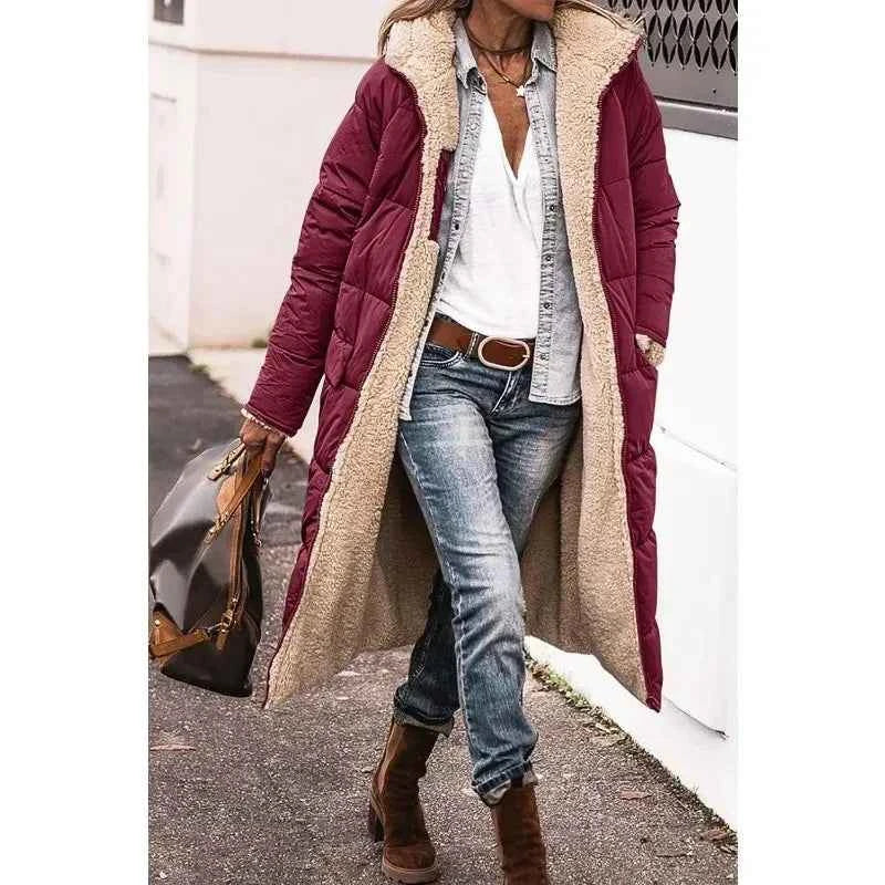 Women's Stylish Winter Coat Burgundy