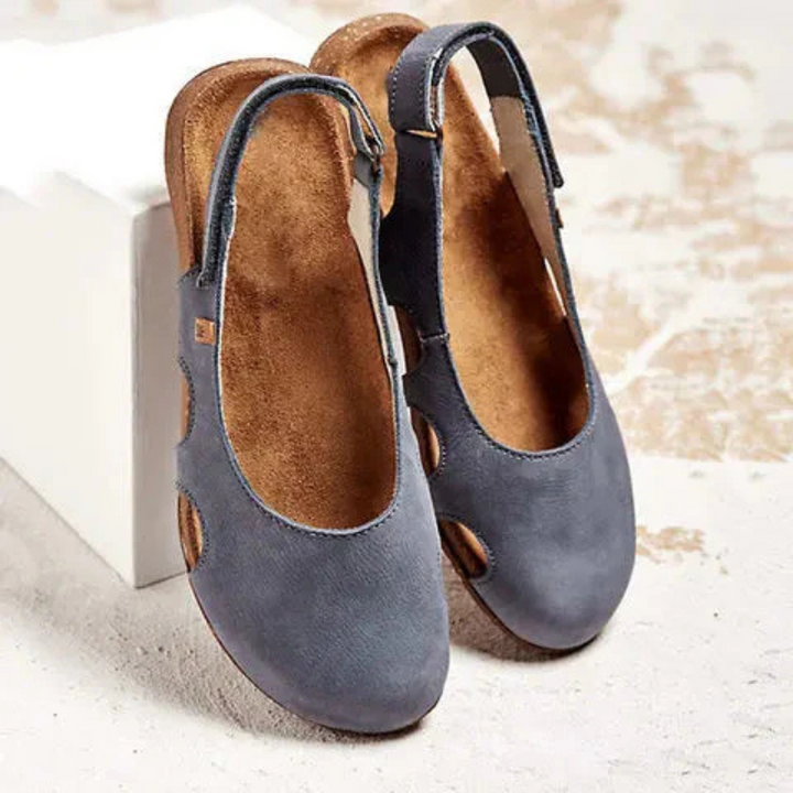 Women's Suede Textured Sandals with Side Cutouts Gray