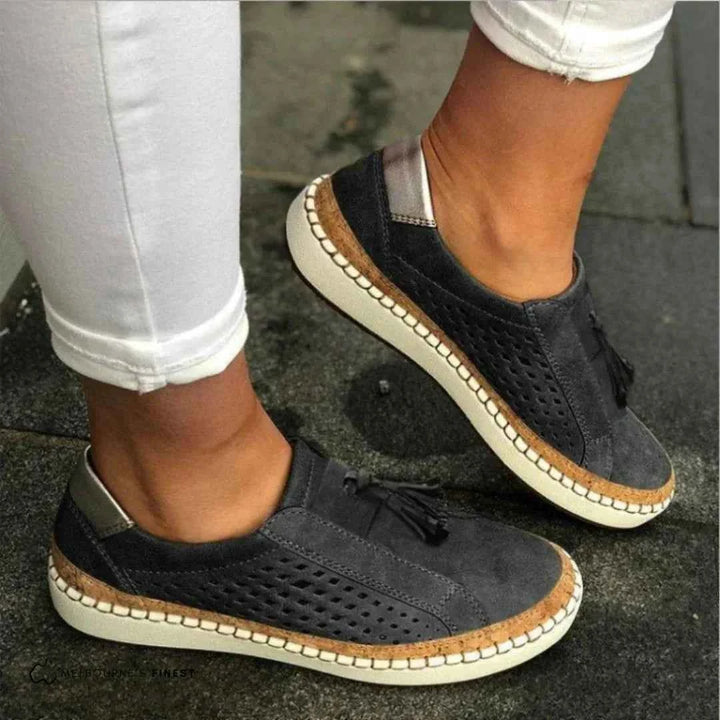 Women's Summer Slip-On Loafers with Tassel Detail Black