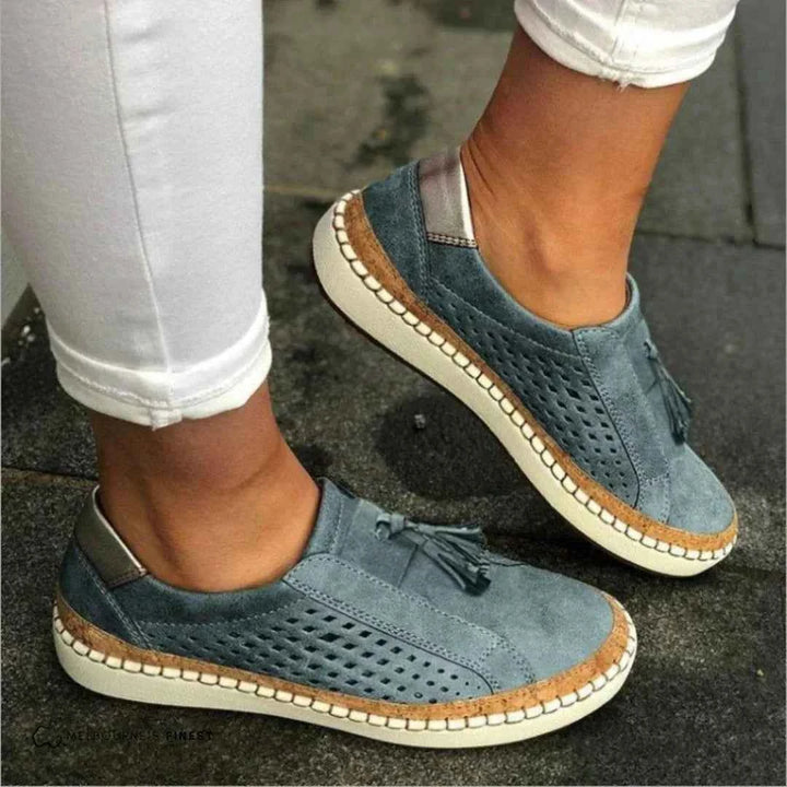 Women's Summer Slip-On Loafers with Tassel Detail Blue