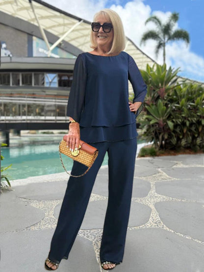 Women's Summer Two-Piece Pants Set Blue