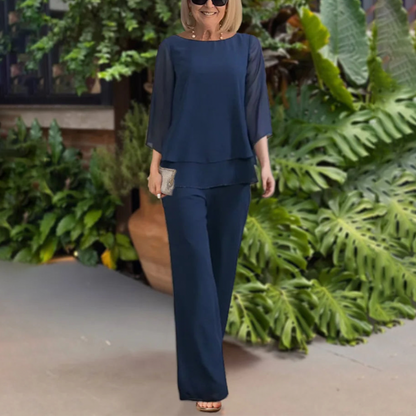 Women's Summer Two-Piece Pants Set Blue Blue