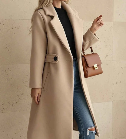 Women's Polyester Coat Pockets Camel Winter Brown