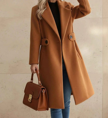 Women's Polyester Coat Pockets Camel Winter Brown Brown