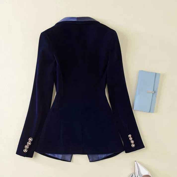 Women's Tailored Blazer – Single-Breasted with Satin Lapels and Flap Pockets