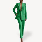 Women's Tailored Blazer and Trouser Suit Set Green