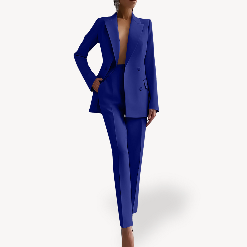 Women's Tailored Blazer and Trouser Suit Set Blue