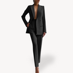 Women's Tailored Blazer and Trouser Suit Set Black