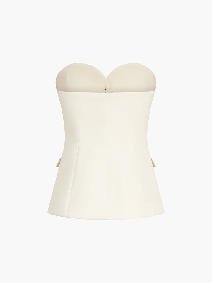 Women's Tailored Pantsuit – Strapless Corset Top with Straight Legs