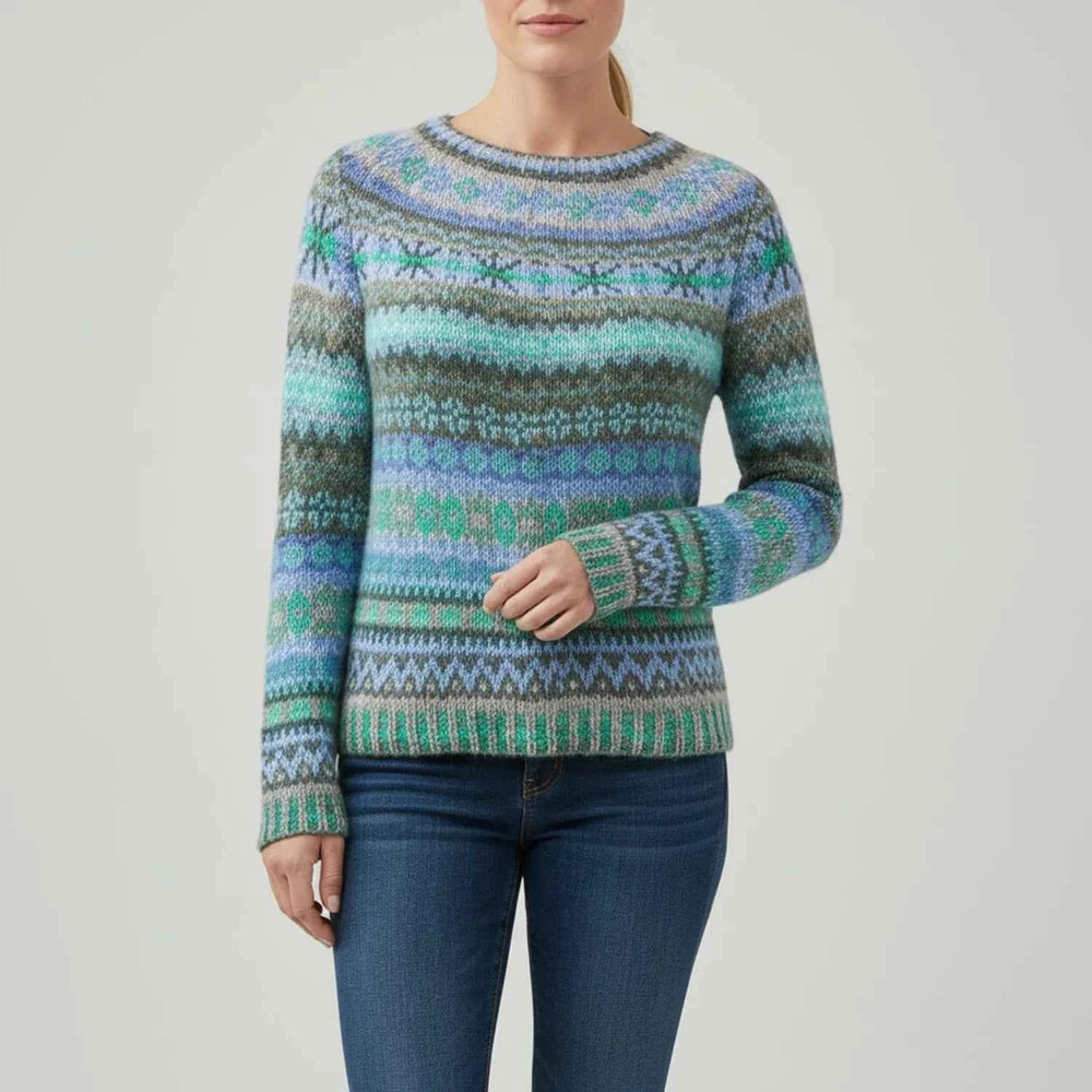 Women's Textured Stripe Crewneck Pullover Sweater