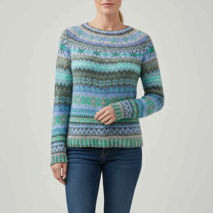 Women's Textured Stripe Crewneck Pullover Sweater