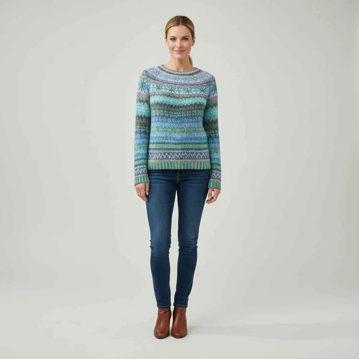Women's Textured Stripe Crewneck Pullover Sweater