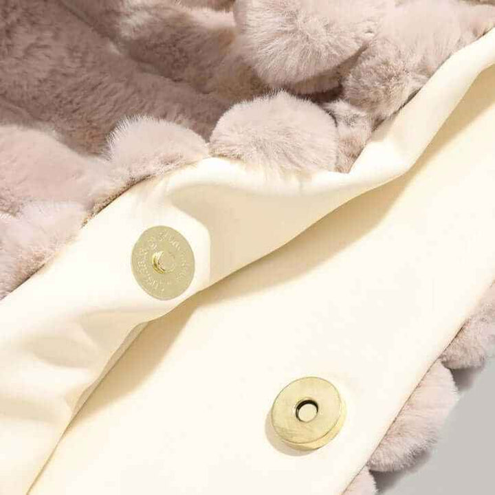 Trendy Women's Tote Bag with Plush Pom-Pom Handles