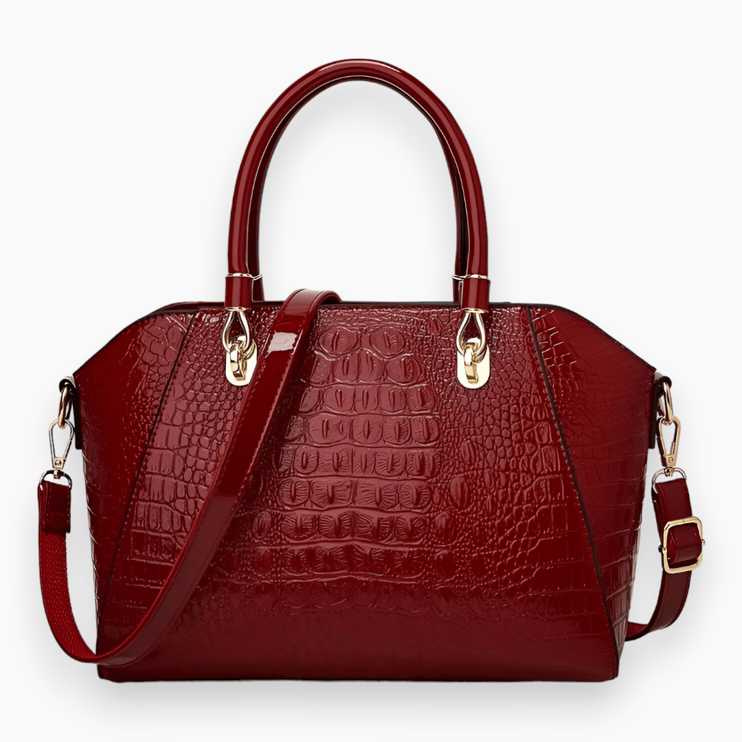 Women's Elegant Textured Tote Bag Bordeaux Red