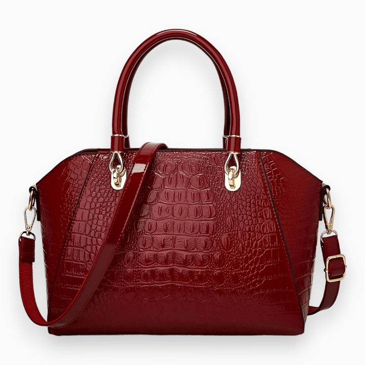 Women's Elegant Textured Tote Bag Bordeaux Red