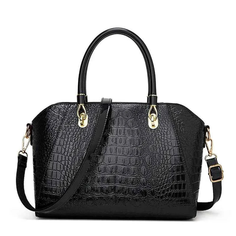 Women's Elegant Textured Tote Bag Black