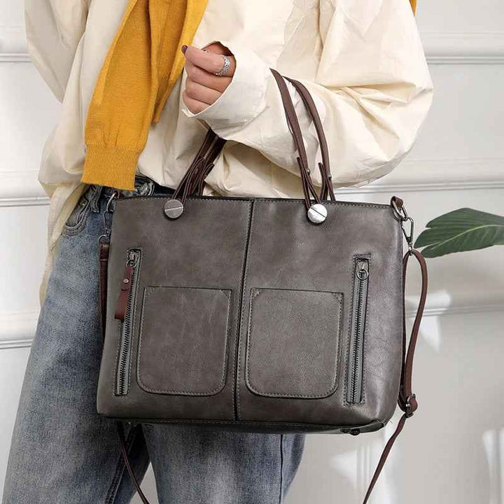 Women's Zip Pocket Tote Bag | Shoulder Style
