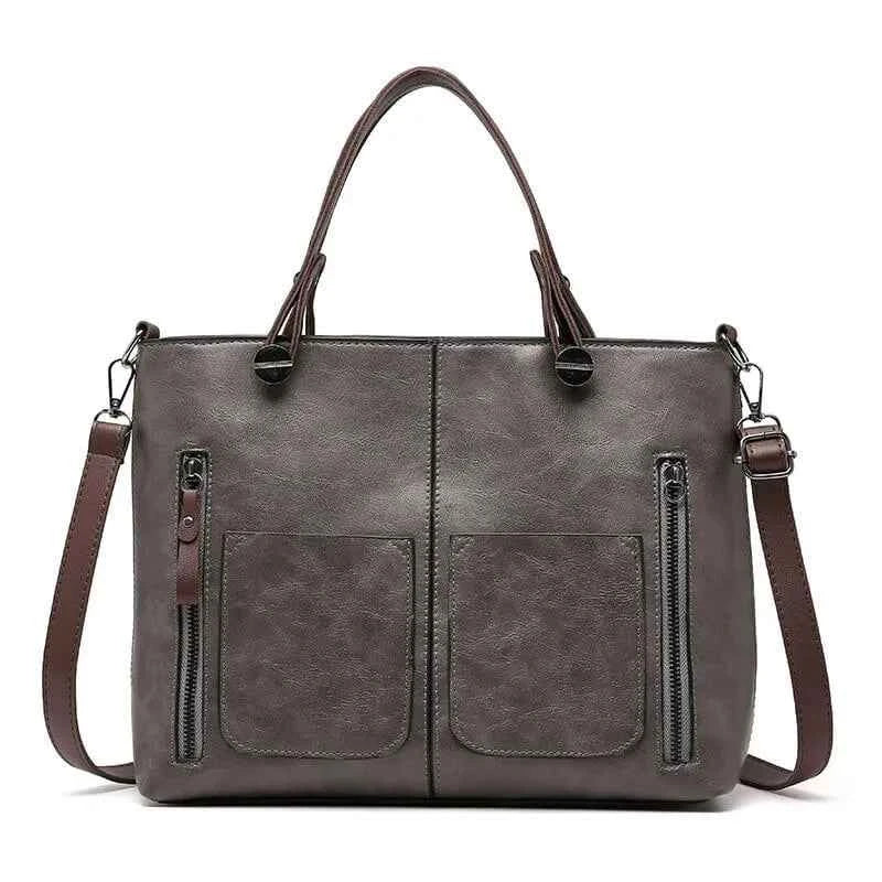 Women's Zip Pocket Tote Bag | Shoulder Style Grey