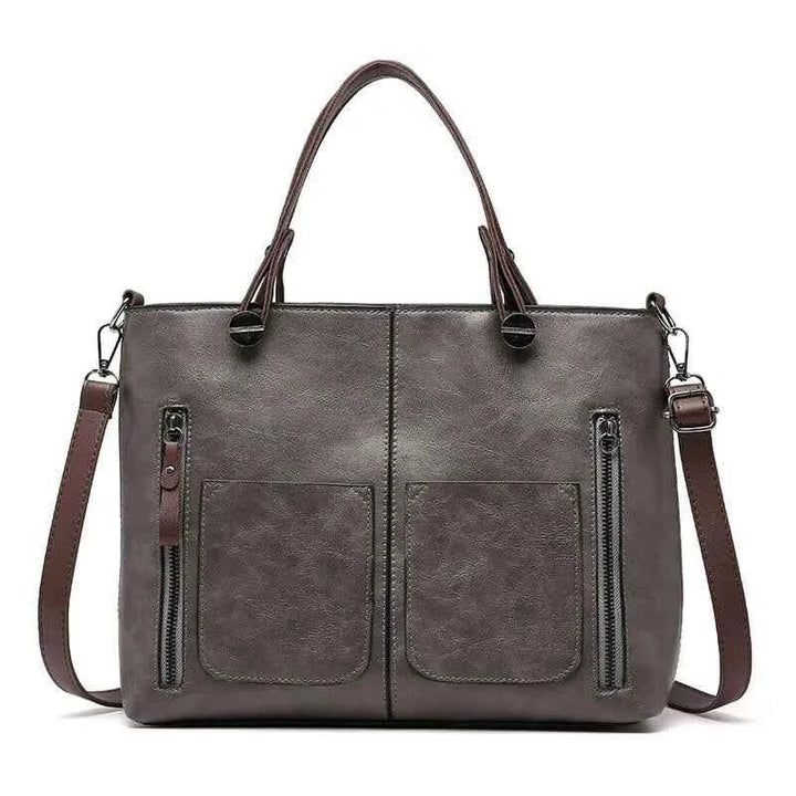 Women's Zip Pocket Tote Bag | Shoulder Style Grey