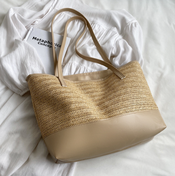 Women's Casual Woven Tote Bag Beige